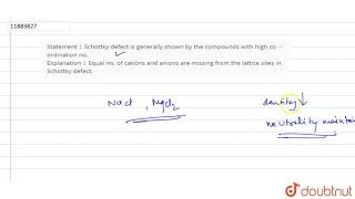 Statement  Schottky defect is generally shown by the compounds with high co [upl. by Vasilek]