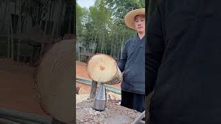 The process of splitting wood with a cracking drill [upl. by Kevyn687]