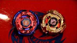 Beyblade battle Storm red Pegasus vs Lightning LDrago gold by nexen01 [upl. by Nodnelg]