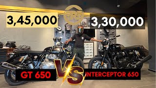 DIFFERENCE BETWEEN 2 BEAST ROYAL ENFIELD GT 650❤️ VS ￼￼ INTERCEPTOR 650 🖤 WITH ALL NEW FEATURES [upl. by Wattenberg498]