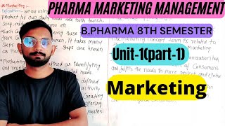 MarketingMarketing unit1part1 BPharma 8th semester [upl. by Angell]