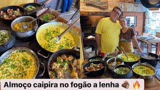 COZINHANDO COM MEU PAI UM ALMOÇO CAIPIRA BEM COMPLETO NO FOGÃO A LENHA [upl. by Brunell]