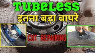 Tubeless Tyre Cut Repair What You Need to Know  Tyre Cut Repair  Tubeless Tyre Puncture Repair [upl. by Saduj]