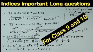 Indices important Long questions solution Class 10 9 C Math  SEE 2079 Mathematics Indices [upl. by Nhor527]