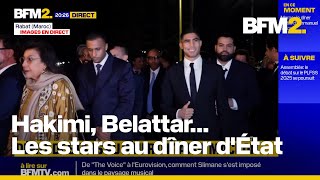 Hakimi Belattar Darmon  des stars en pagaille au dîner dÉtat de Macron [upl. by Llenehs]