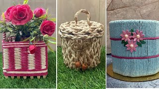 3 DIY ideas for jute craft jute rope cardboardjute craft complilation😺youtube ytstudioes [upl. by Aligna]