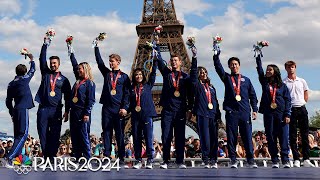 US figure skating team receives 2022 Beijing gold at the Paris Olympics  NBC Sports [upl. by Fiann]