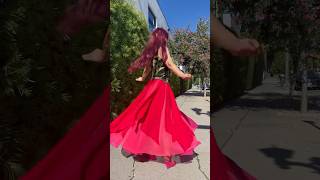 Red pink chiffon petal skirt Ameynra fashion dancewear Sofia Goldberg Spin 360 [upl. by Einoj]