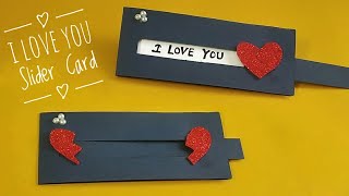 I love you Slider card tutorial  Heart slider card making valentine day card making idea [upl. by Cesar91]