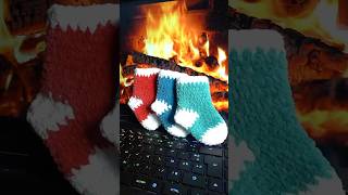 Is it too early to hang up Christmas stockings 🙈🪵 crochet amigurumi christmasstocking [upl. by Banyaz]