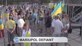 Mariupol residents protest Russian invasion proUkrainian rally in Azov Sea port city [upl. by Goldie]