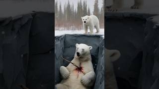 Female volunteer accidentally rescues an injured mother polar bear that fell into a hole animals [upl. by Oren]