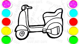 Easy Vespa Drawing Painting and Coloring for Kids amp Toddlers How to Draw Easy Vespa [upl. by Nylynnej]