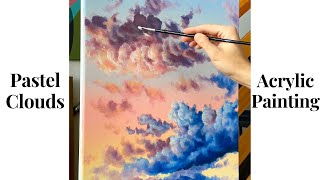 Pastel Clouds STEP by STEP Acrylic Painting [upl. by Aretta]