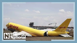 DHL plane breaks in two after Costa Rica crash landing [upl. by Smaj]