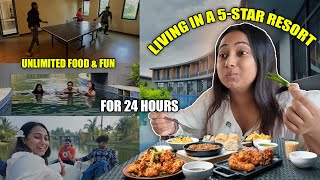 Living in a 5STAR RESORT for 24 Hours  Unlimited Food amp Fun  Special Sunday Vlog33 [upl. by Anaujahs]