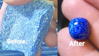 How to make cabochon with rough lapis lazuli  Gemstone Cutting Tutorial  Cutting and Polishing [upl. by Phaedra867]