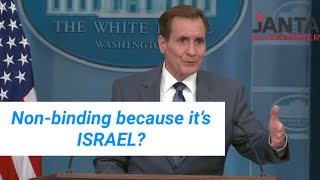 US official rattled by questions why UN Gaza ceasefire resolution is nonbinding  Janta Ka Reporter [upl. by Phenice497]