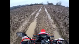 2 Testing Michelin Tracker in the mud  CRF300L TET Hungary 04122022 [upl. by Asir]