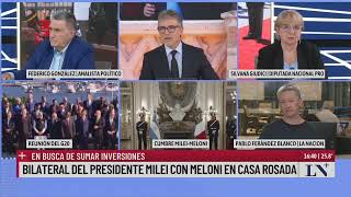 En busca de sumar inversiones bilateral de presidente Milei con Meloni en Casa Rosada [upl. by Carrnan]