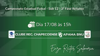 Campeonato Estadual Sub 12  1708 às 15h  Clube REC Chapecoense CRC x Apama BNU [upl. by Adelina]