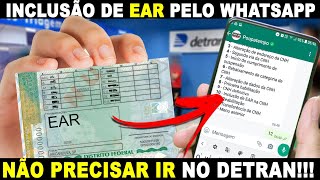 INCLUSÃO DE EAR EXERCE ATIVIDADE REMUNERADA NA CNH SEM IR NO DETRAN PELO CELULAR NO WHATSAPP [upl. by Amling]