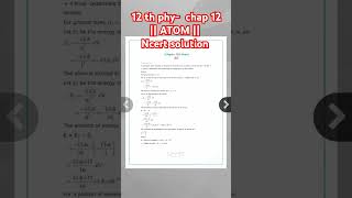 class 12 th physics chapter 12 ncert solutions  ATOM [upl. by Nileuqcaj203]