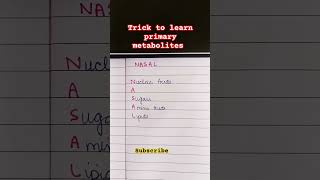 Trick to learn primary metabolites shorts biology neet [upl. by Leziar]