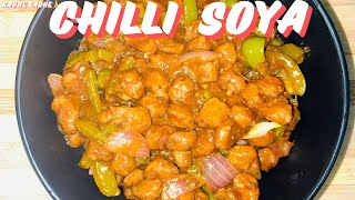 Easy chilli soya restaurant style  chilli soya recipe  soya chunks recipe veg starters [upl. by Ecyak587]