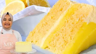 I made my moist LEMON CAKE recipe even better Soft zesty lemon cake with lemon curd [upl. by Etnomal]