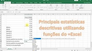 Estatística Descritiva utilizando funções no Excel [upl. by Jairia513]