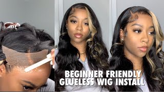 WIG INSTALL IN 10 MINUTES FOR BEGINNERS  NO BALD CAP OR GLUE  Layers  Curls  UNice Hair [upl. by Carry]