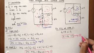 mesh analysis with current source and super mesh [upl. by O'Mahony]