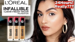 Loreal Infallible FRESH WEAR Foundation  FULL DAY Wear Test  BeautiCo [upl. by Seidel]