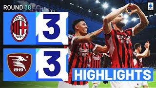 MILANSALERNITANA 33  HIGHLIGHTS  Final match at San Siro ends in fireworks  Serie A 202324 [upl. by Ahsilef]