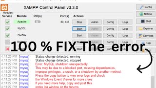 Error MySQL shutdown unexpectedly  How to Solve XAMPP Server MySQL Cannot Start  FIXED [upl. by Ylrad]