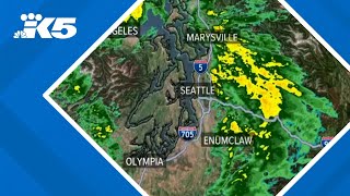 Heavy rainfall settles into the Puget Sound region [upl. by Aehta]