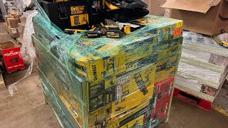 Unboxing a Pallet of Customer Returned DeWalt and Milwaukee Tools [upl. by Gavriella]