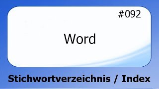 Word 092 Stichwortverzeichnis  Index deutsch HD [upl. by Zipah]