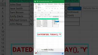 Year difference with DATEDIF YEAR and TODAY Functions in Excel [upl. by Ibmat]