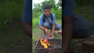 Outdoorfood SIMPLE BUT USEFUL Eat Hotdog In Forest camping outdoor bushcraf forest survival [upl. by Nol]