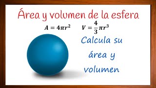 Como calcular el área y volumen de una esfera Ejercicio resuelto [upl. by Aneez]