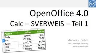 Calc  6  SVERWEIS  Wert in Liste suchen  Teil 1  OpenOffice 40 [upl. by Sebastian187]