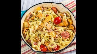 Bacon and Chanterelle Mushroom Tagliatelle [upl. by Nosnev]