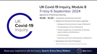 UK Covid 19 Inquiry  Module 8 Preliminary Hearing  6 September 2024 [upl. by Sabrina]