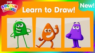 Learn how to draw Green Orange and Purple  Learn colours and art  colourblocks [upl. by Laekcim]