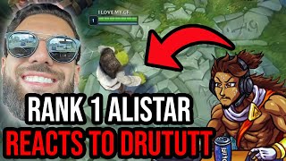 RANK 1 ALISTAR REACTS TO Drututt1S AZ CHALLENGE ALISTAR TOP [upl. by Edithe]