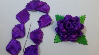 DIY How to make an adorable fabric rose flower in just few minutes  DIY Flower [upl. by Ernesto384]