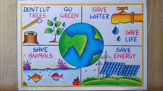 Environment Day poster drawing World Environment day drawing Save Earth Poster drawingSave Nature [upl. by Relly]