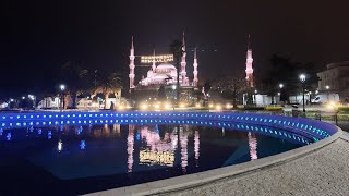 Ramadan By night in Sultanahmet IstanbulTurkeyAyasofyai Kebiri Camii ŞerifiBlue Mosque [upl. by Odinevneib]